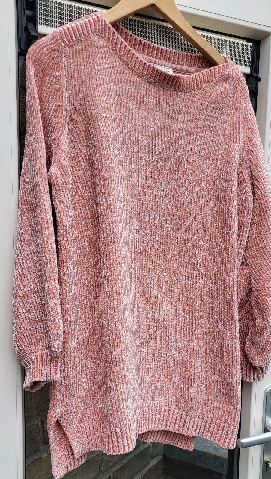 ruimvallende chenille zacht roze gemêleerde  trui. M 44-46, Bonprix, Maat 46/48 (XL) of groter, Ophalen of Verzenden, Zo goed als nieuw