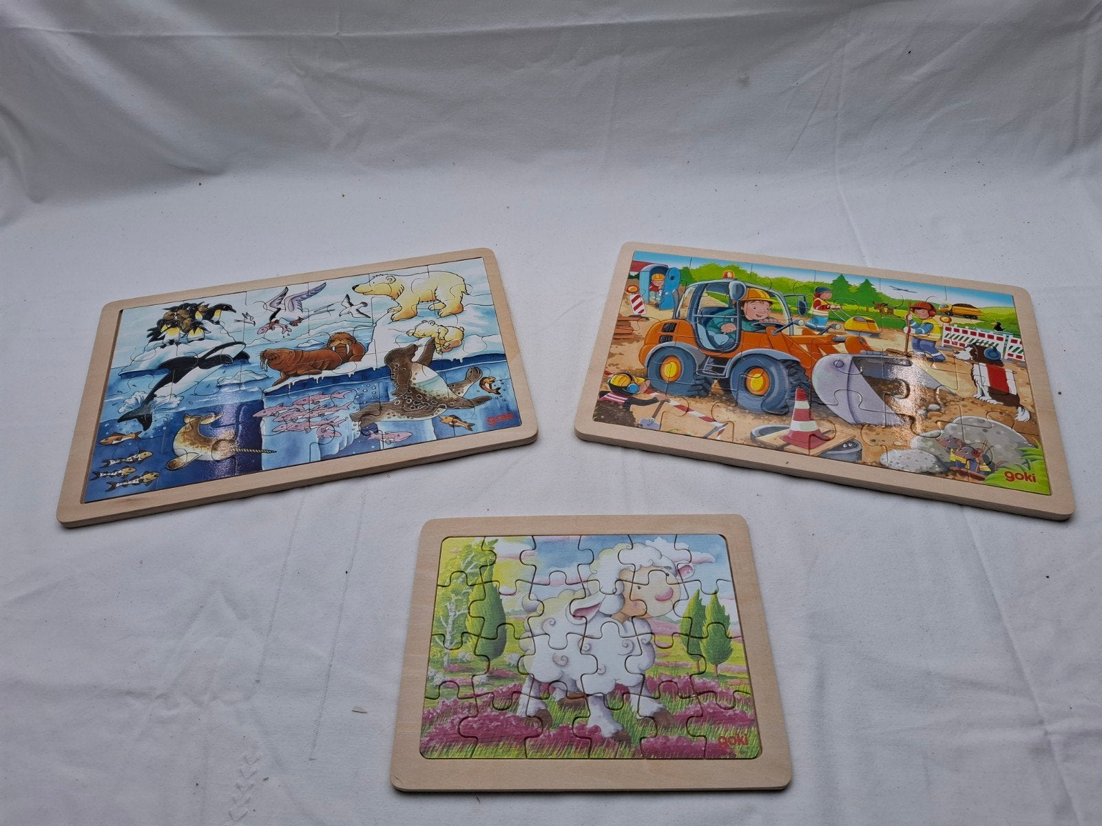 Goki houten puzzels - 3 stuks, 2 tot 4 jaar, Gebruikt, 10 tot 50 stukjes, Ophalen of Verzenden