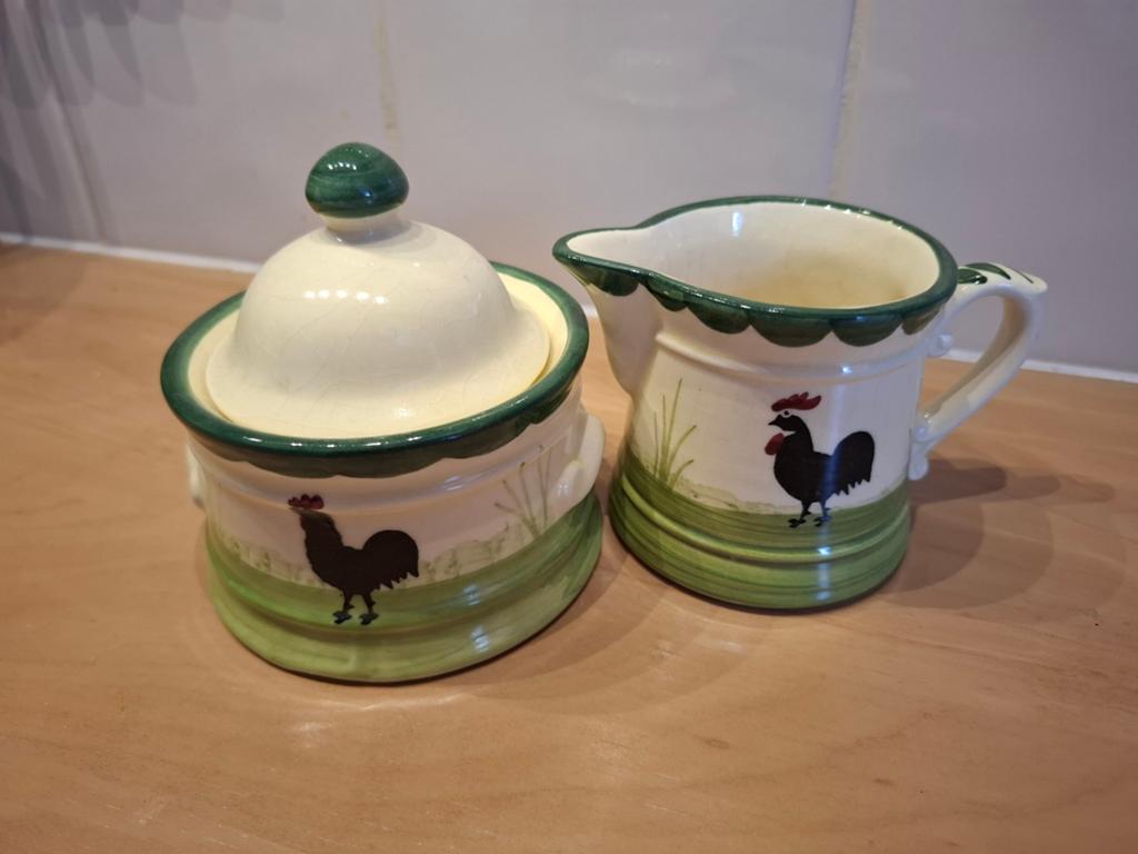 Zeller Kip en haan suiker-en-melkstel, Huis en Inrichting, Keuken | Servies, Ophalen of Verzenden, Overige stijlen, Overige typen