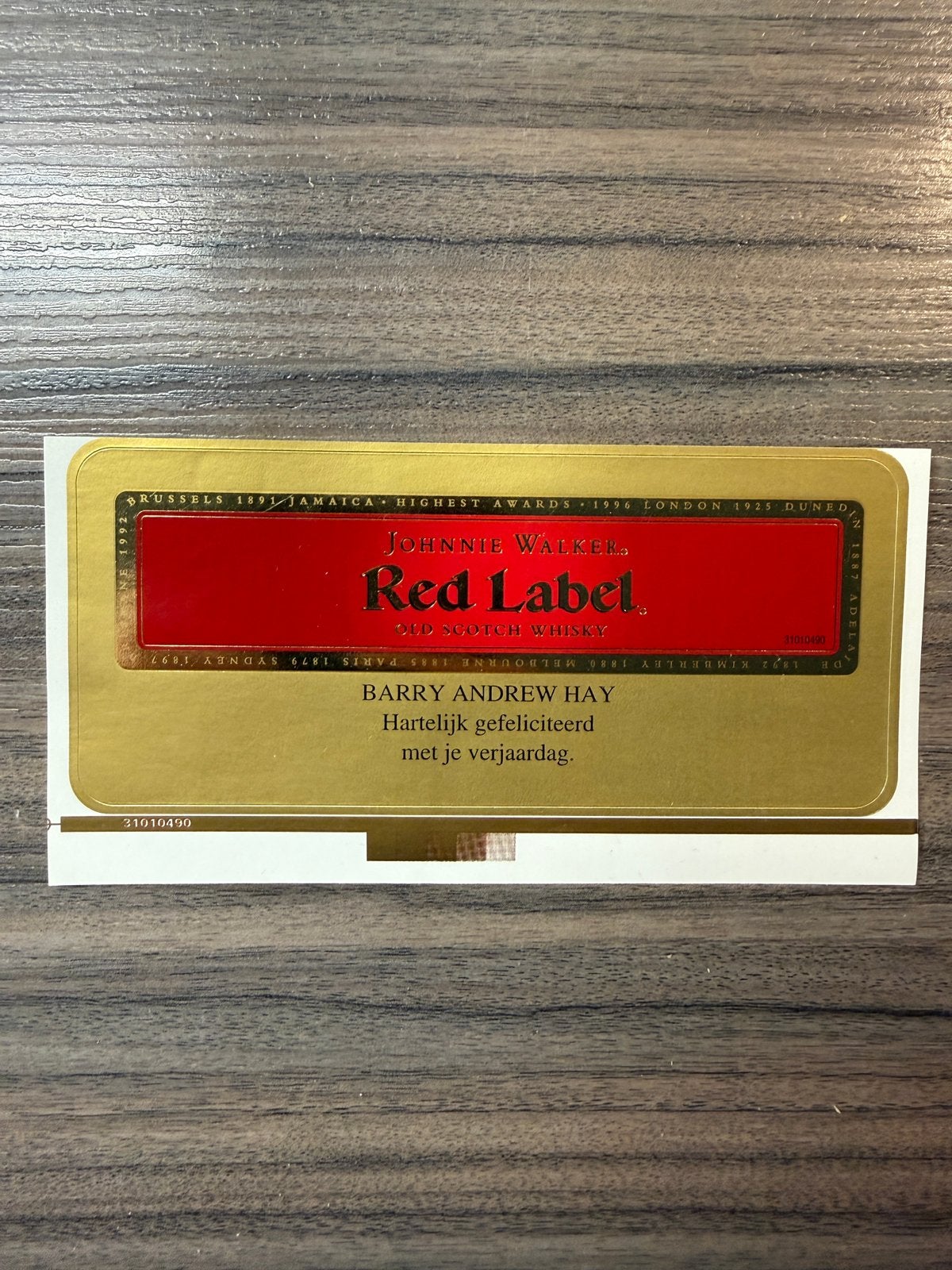 Uniek Gepersonaliseerd Johnnie Walker Label Barry Hay, Ophalen of Verzenden, Zo goed als nieuw, Verpakking