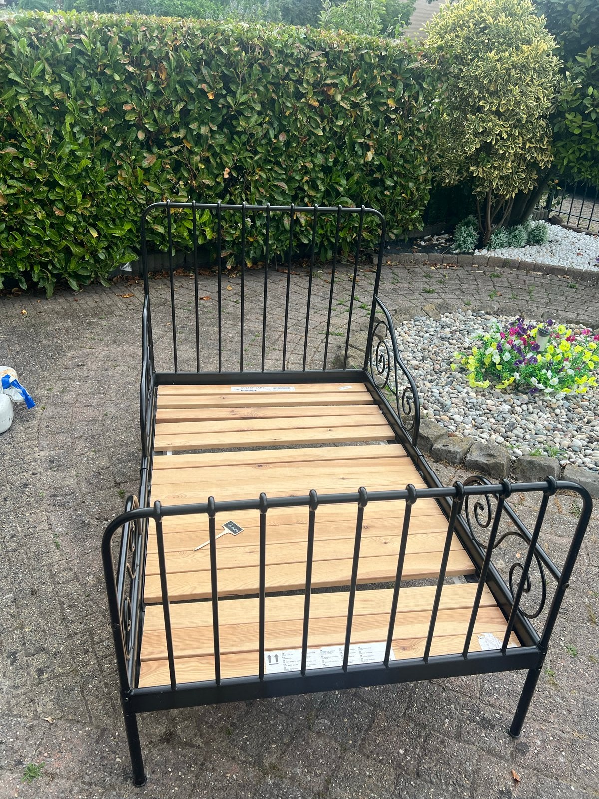 Mooie metalen daybed / bedframe in zeer nette staat, Ophalen, Eenpersoons, Zwart, Zo goed als nieuw
