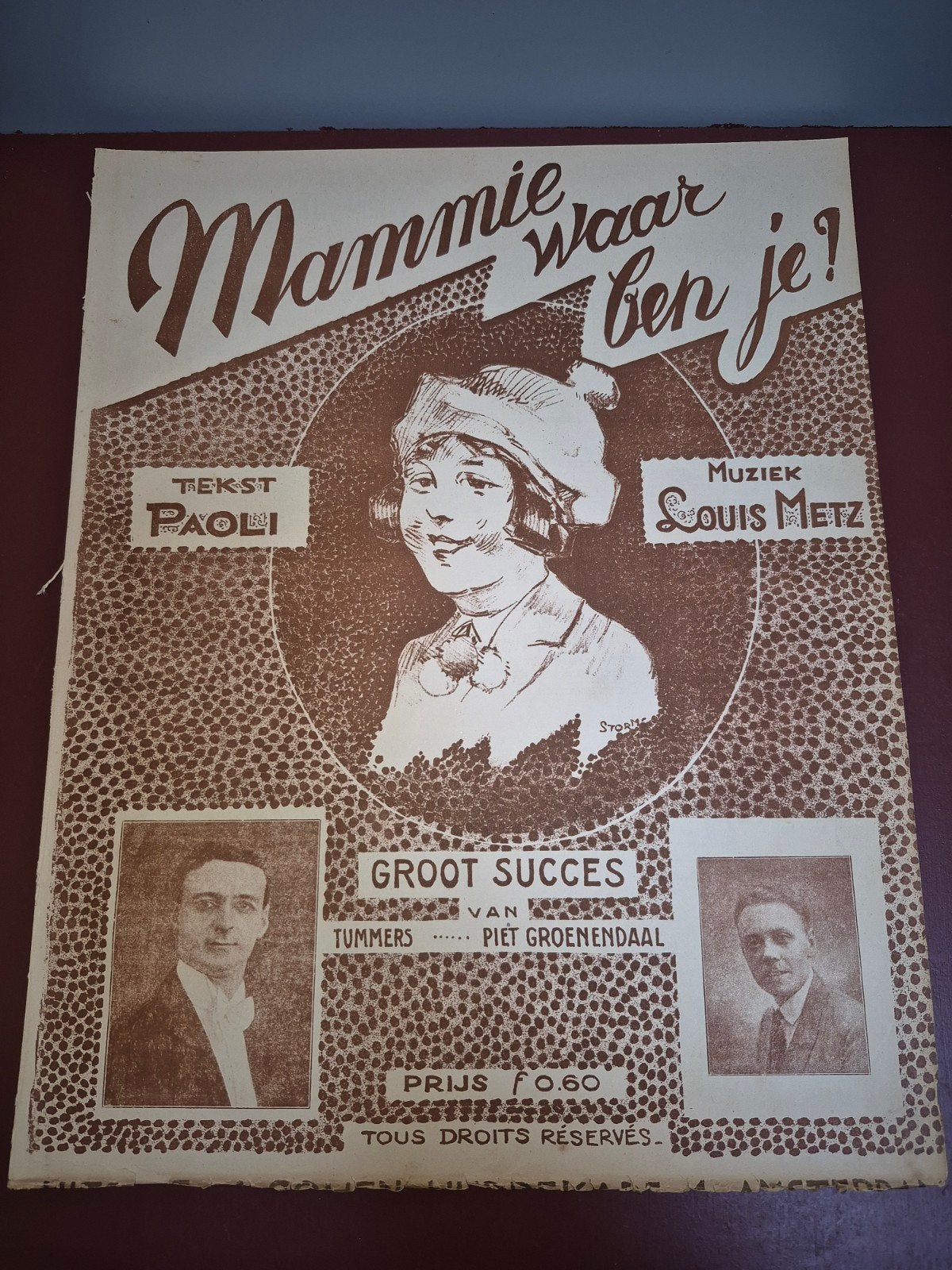 Muziekblad 'Mammie waar ben je?' - Louis Metz & Paoli, Gebruikt, Overige soorten, Zang, Ophalen of Verzenden