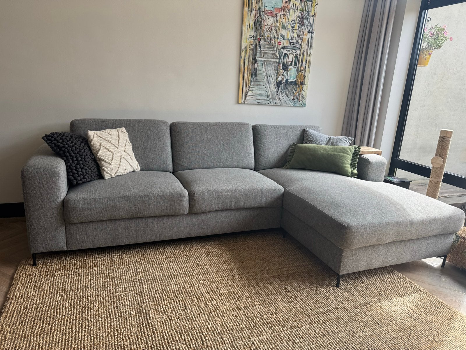 Bank met longchair, Ophalen, Gebruikt, 150 tot 200 cm, Hoekbank