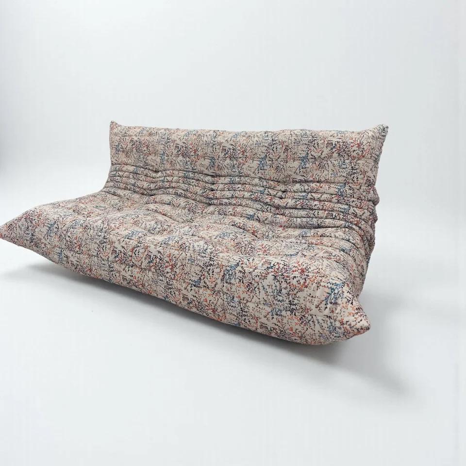 Ligne Roset Togo 3-zitsbank, kleurrijk patroon, 100 tot 125 cm, 150 tot 200 cm, Vintage, Driepersoons