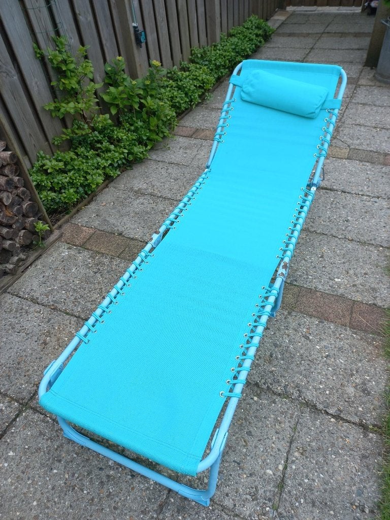 Ligbed, strandbed, stretcher, Ophalen of Verzenden, Gebruikt, Aluminium, Verstelbaar