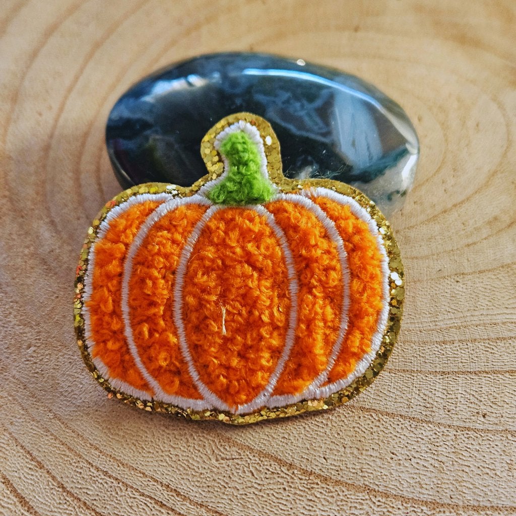 Strijk embleem applicatie Patch pompoen oranje fluffy