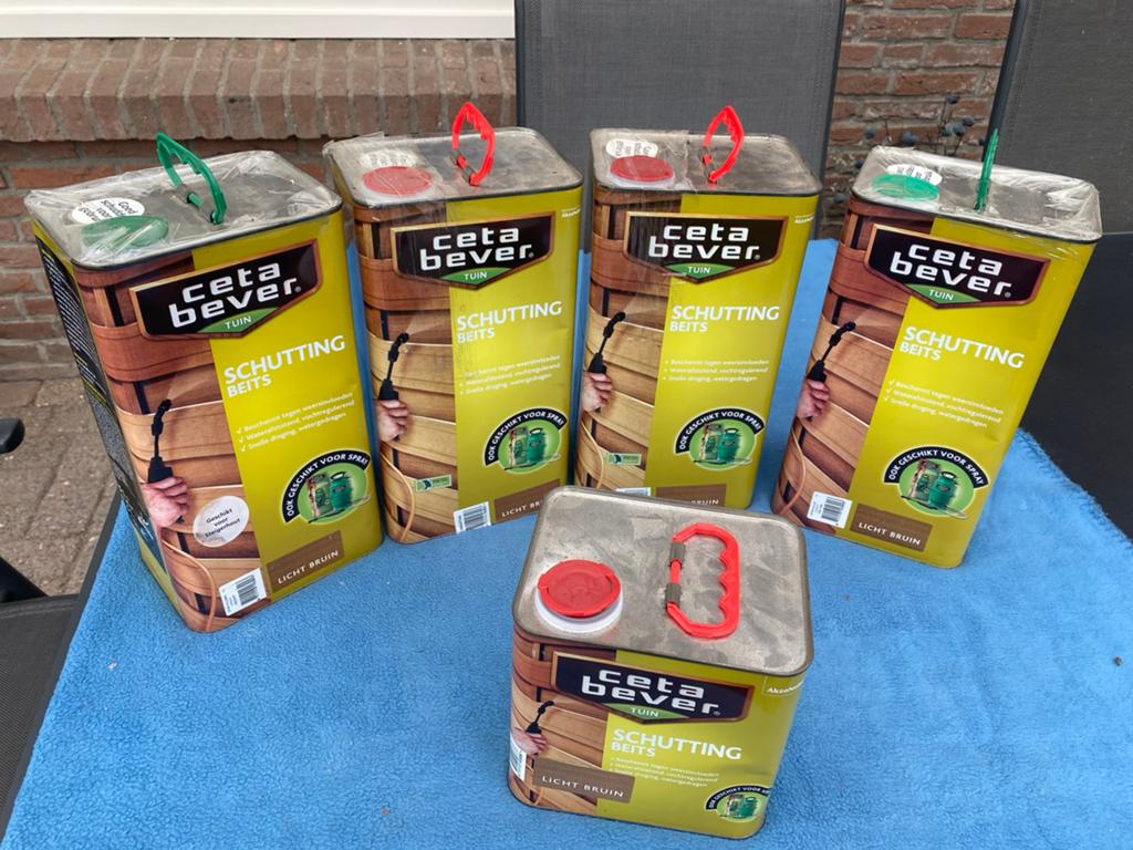 CetaBever Schutting & Tuinhuis Beits Licht Bruin 5L, Ophalen, Bruin, Nieuw, Beits