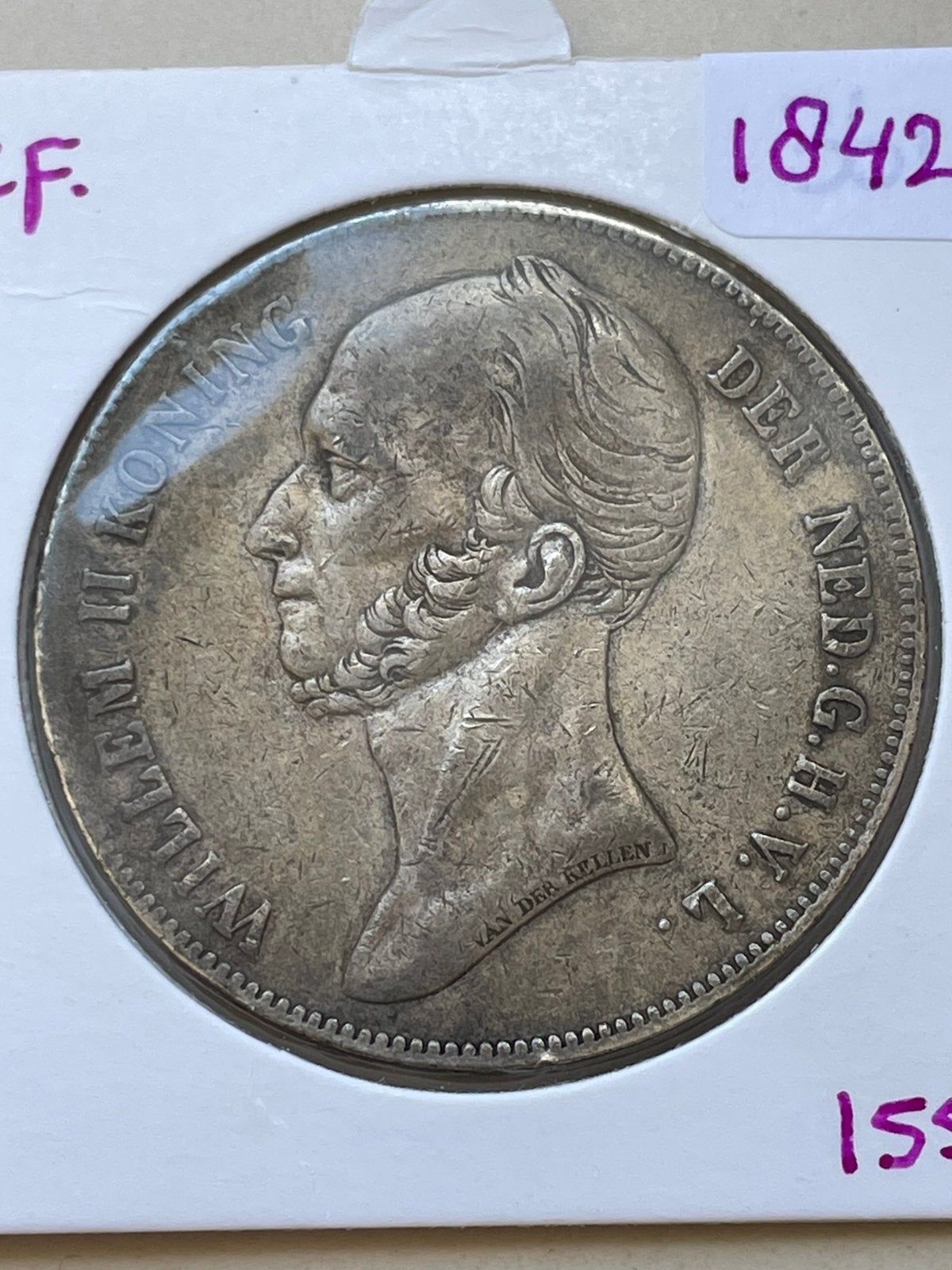 Rijksdaalder 1842 zfr, Koning Willem III, Verzenden, Zilver, Losse munt