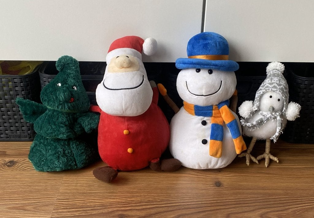 Kerst Knuffels 4 stuks, Gebruikt, Overige typen, Ophalen of Verzenden, Wasbaar