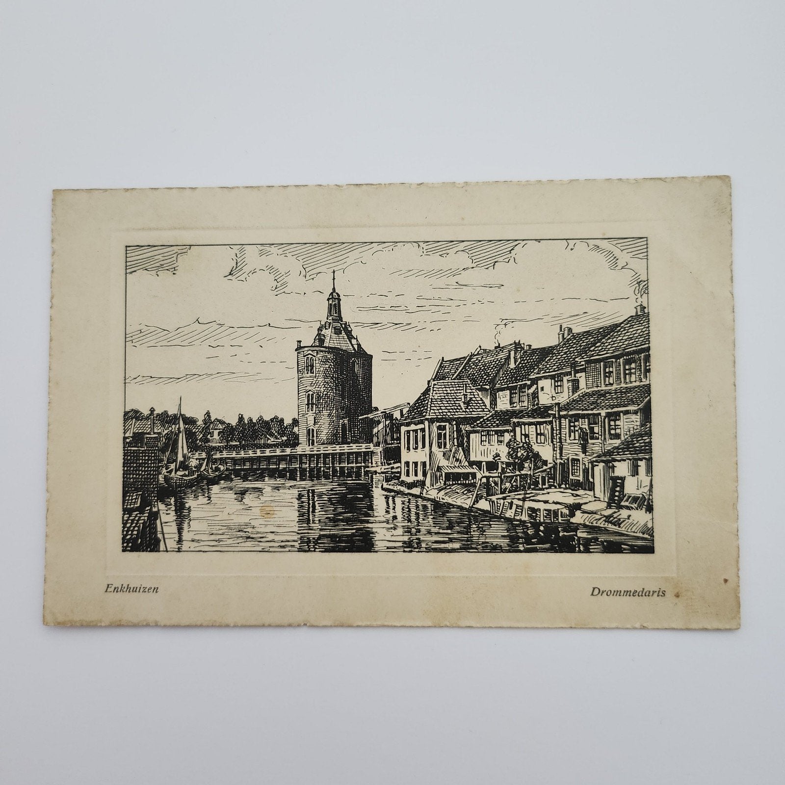 Oude Ansichtkaart Enkhuizen Drommedaris 1933, Verzamelen, Verzenden, 1920 tot 1940, Gelopen, Noord-Holland