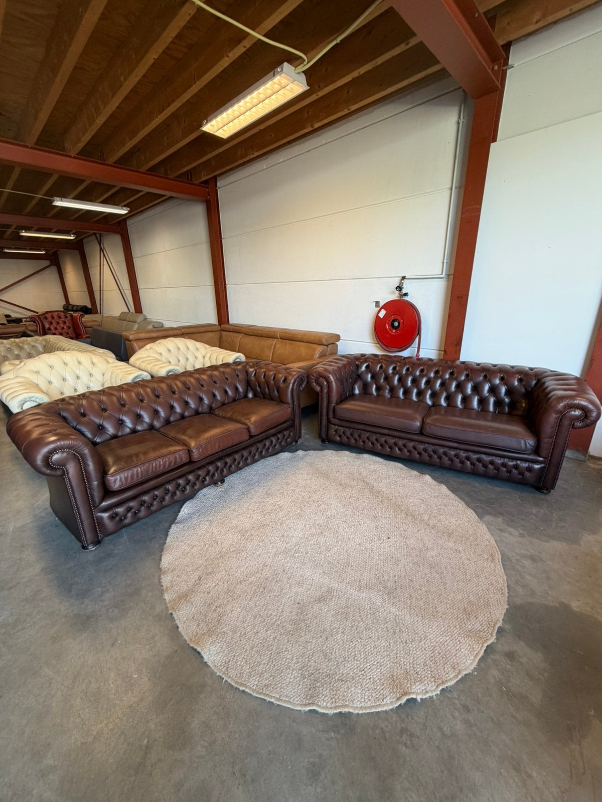 Bruine chesterfield bankstel  3+2,5 zits vintage bank, 2871SK, Verzenden, Klassieke, Mariansoliak8@gmail.com