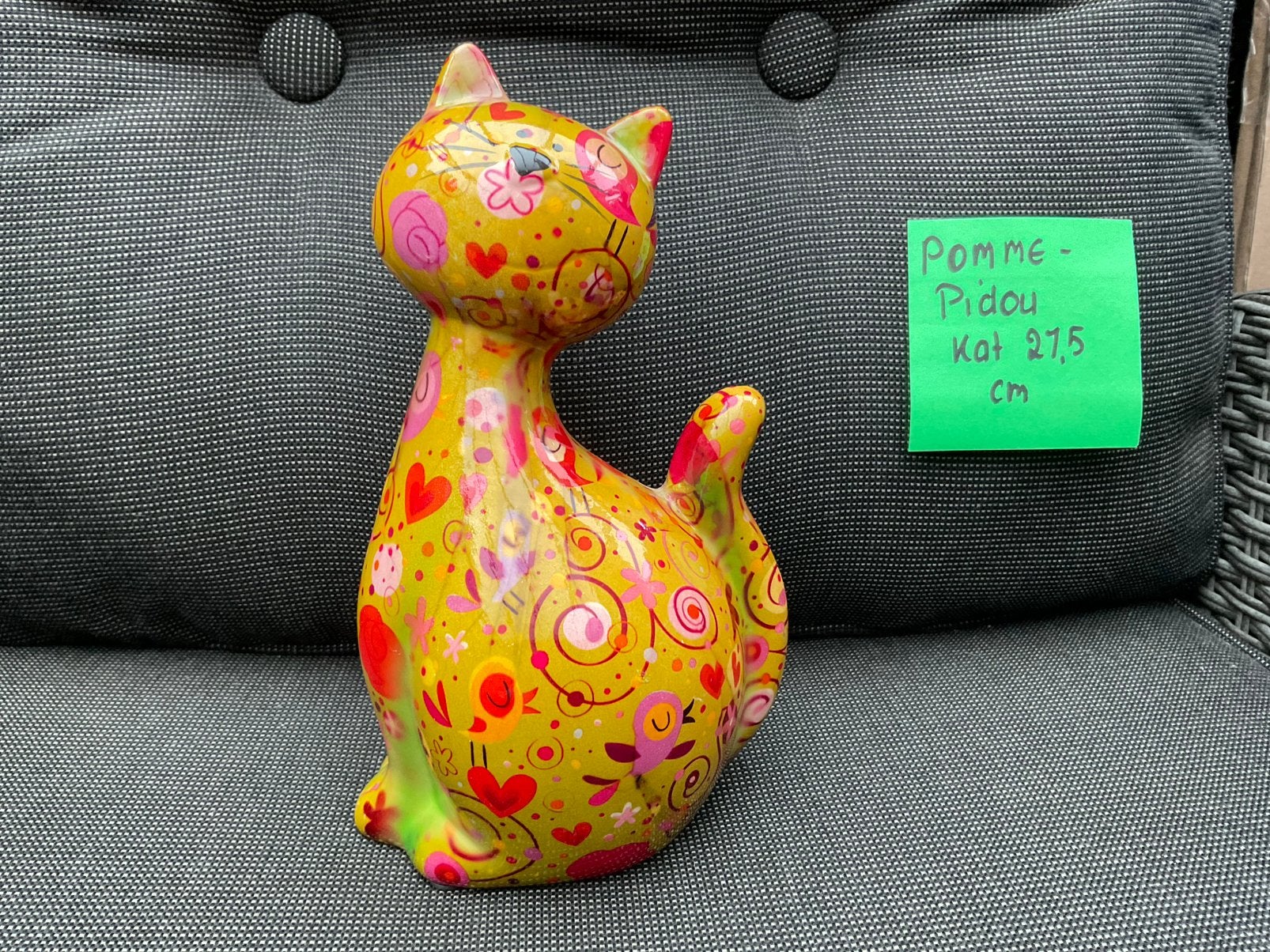 Zgan, niet kapot Pomme-Pidou Pomme Pidou kat spaarpot 21,5cm, Ophalen, Zo goed als nieuw, Steen, Aardewerk of Keramiek, Dier