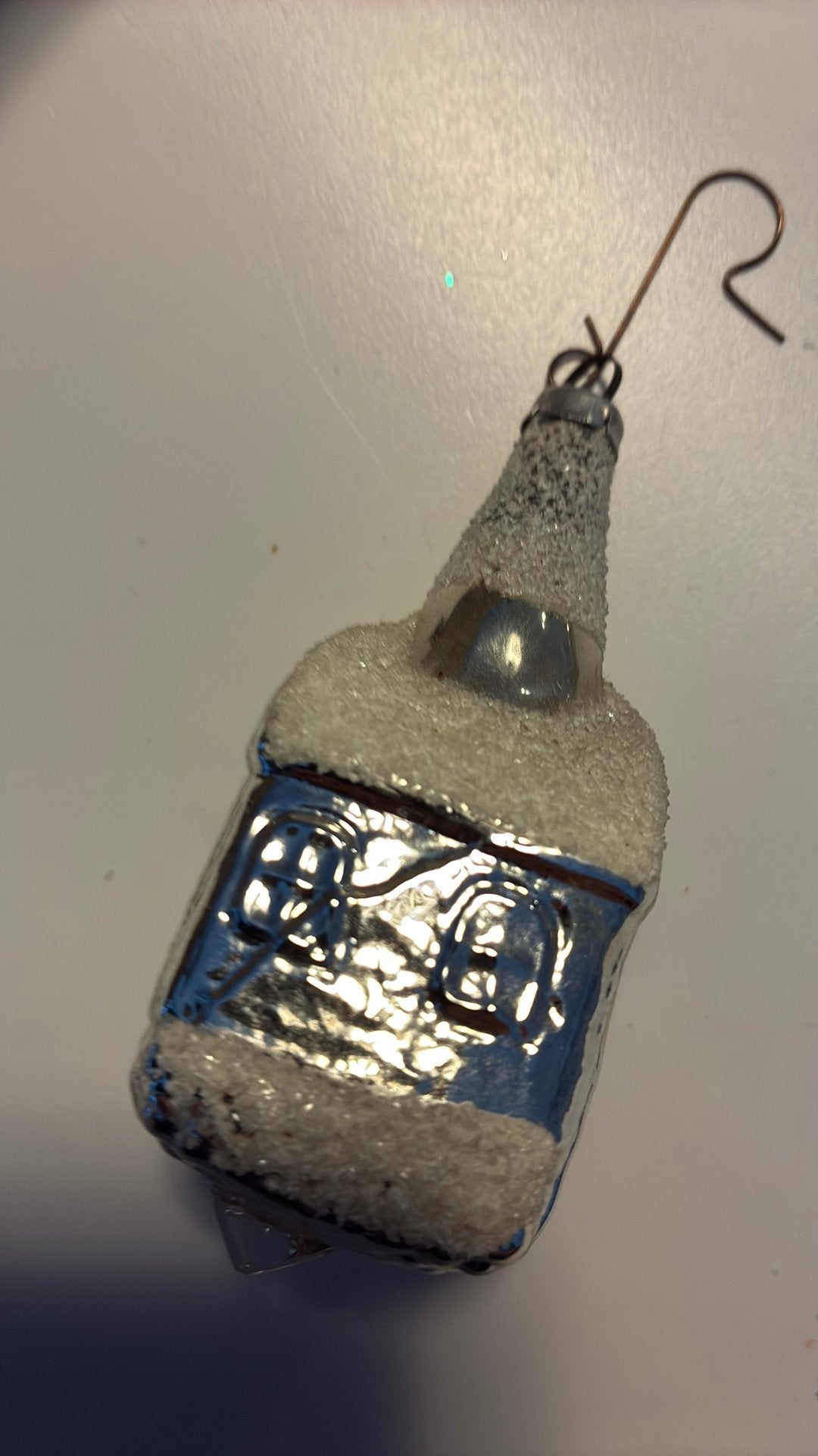 Vintage antieke kerstbal, kerkje zilver, Ophalen of Verzenden, Zo goed als nieuw