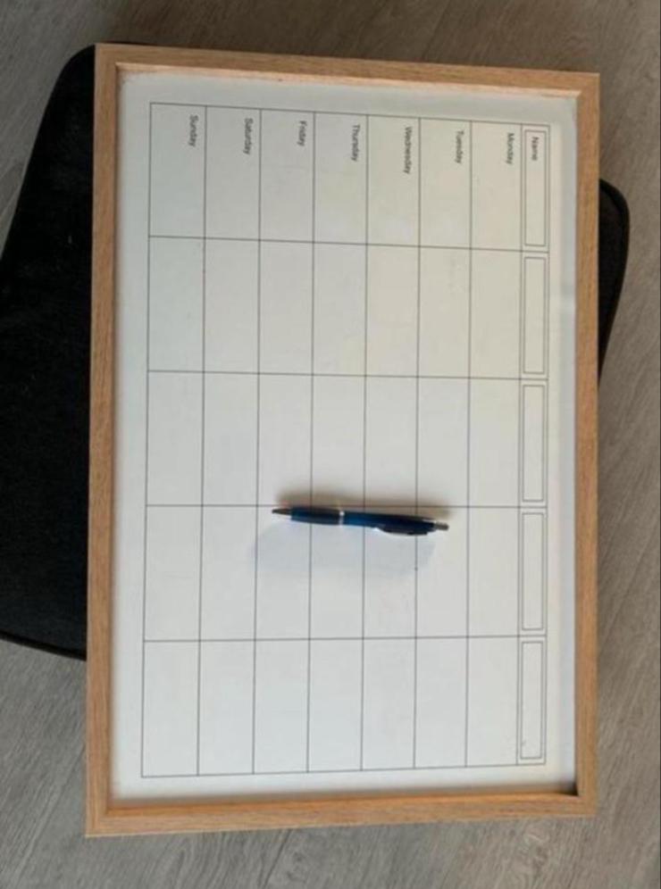 Weekplanner magneetbord met houten lijst, Ophalen, Zo goed als nieuw, Magneetbord