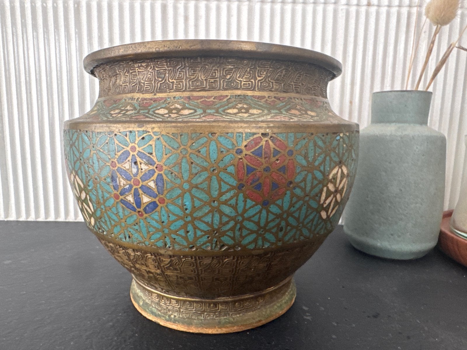 Vintage Aziatische Champlevé Bloempot, Antiek en Kunst, Ophalen
