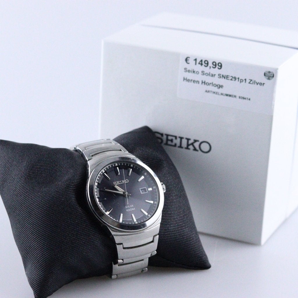 Seiko Solar SNE291p1 Zilver Heren Horloge, Seiko, Gebruikt, Support@seiko.com, 5-11, Akasaka 2-chome
Minato-ku, Tokyo 107-0052
Japan