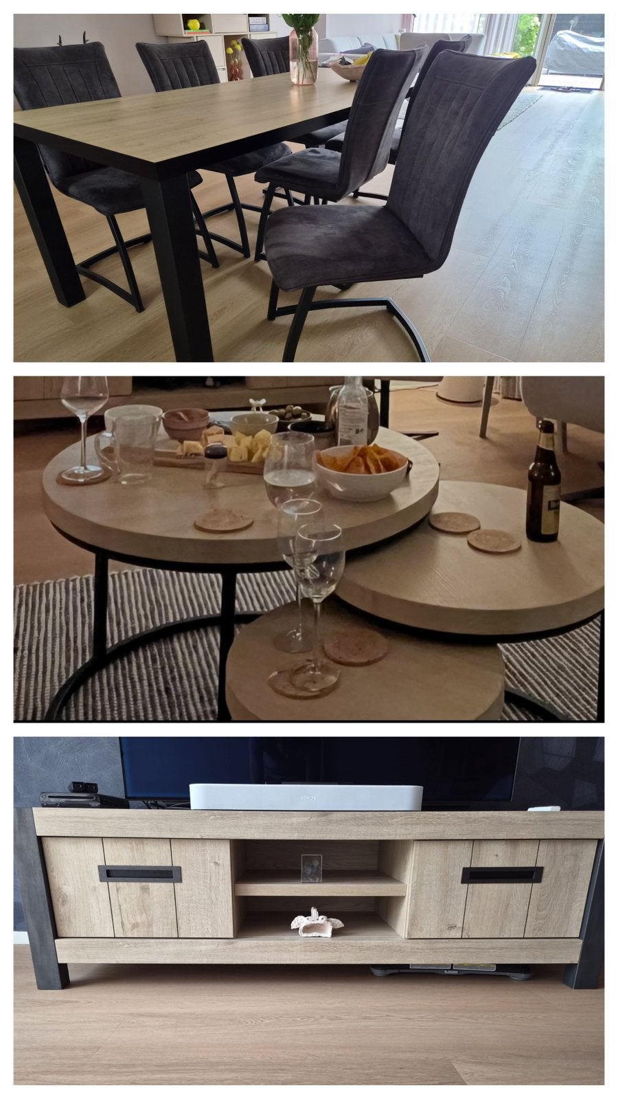 Complete eethoek met 6 stoelen, salontafel en tv kast, Huis en Inrichting, Ophalen, Zo goed als nieuw, 4 tot 6 stoelen
