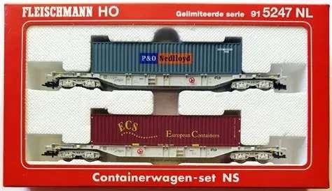 FLEISCHMANN 5247NL: tweedelige set containerdraagwagens NS, Treinset, Gelijkstroom, Ophalen of Verzenden, Roco