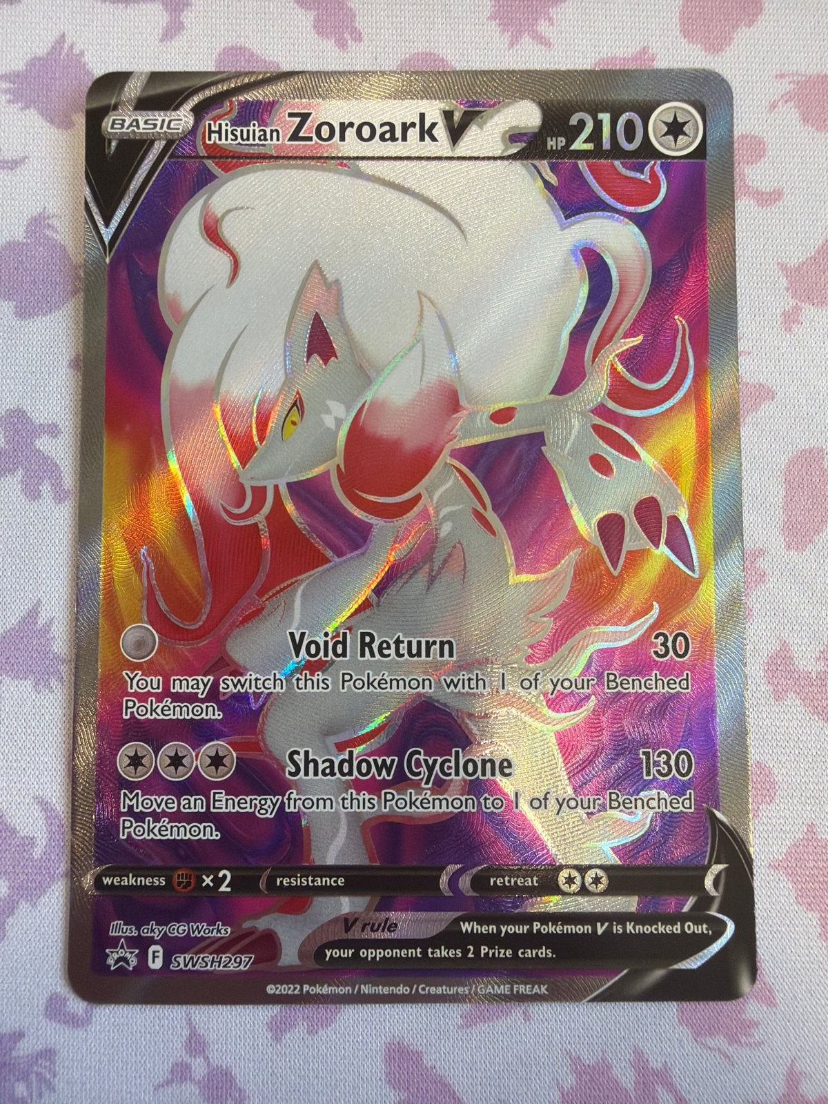 Pokémon Hisuian Zoroark V SWSH297 Promo Kaart, Ophalen of Verzenden, Zo goed als nieuw, Losse kaart, Foil