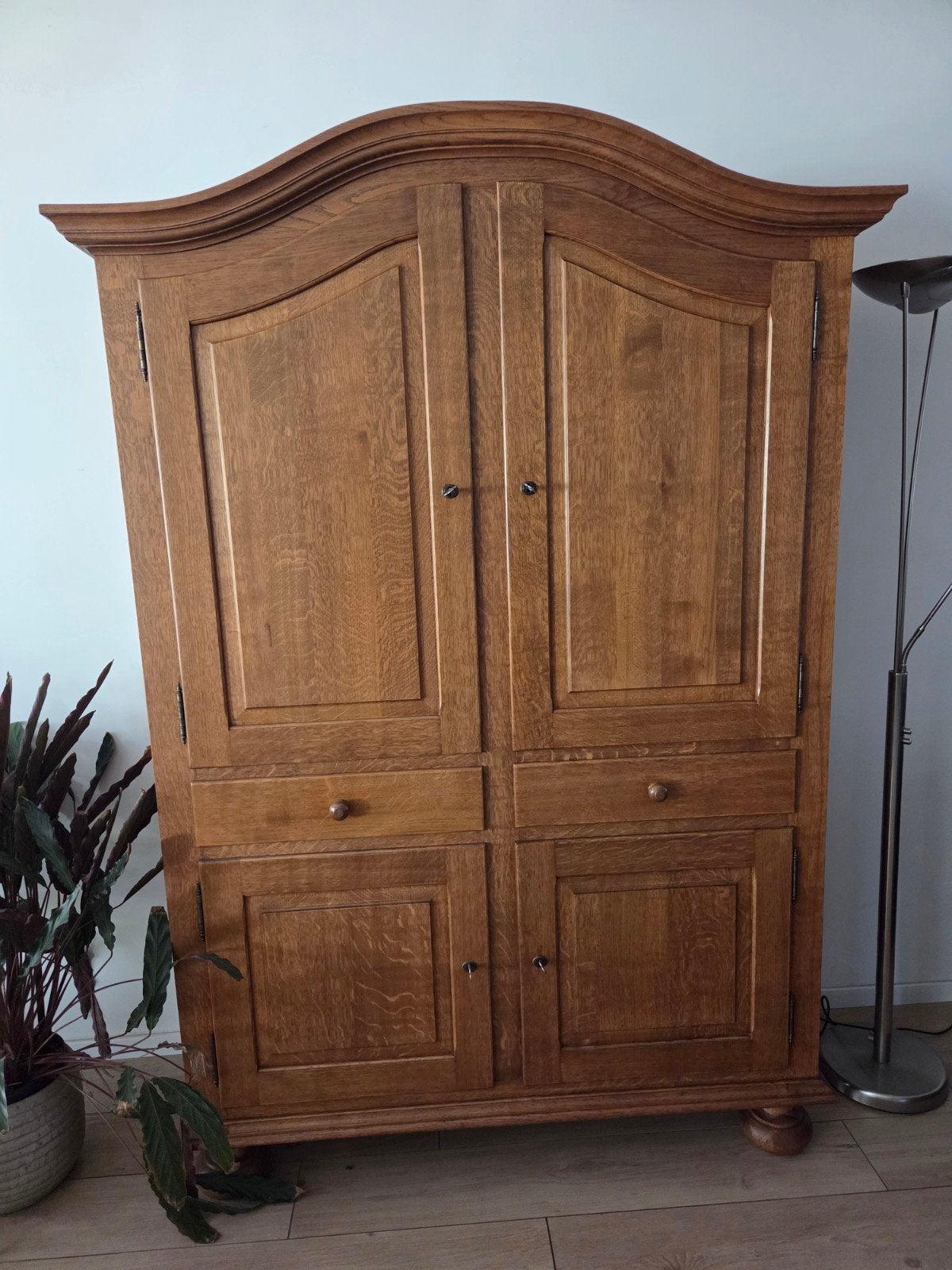 Massief eiken kast met 2 boven- en 1 onderplank, Antiek en Kunst, Ophalen of Verzenden