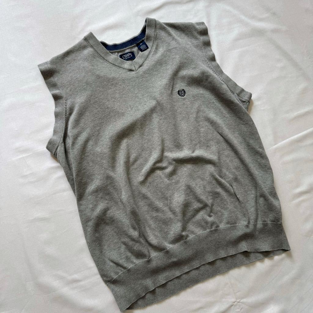 Vintage Chaps Ralph Lauren knit vest grey 2XL oversized, Kleding | Heren, Truien en Vesten, Ophalen of Verzenden, Gedragen, Overige maten