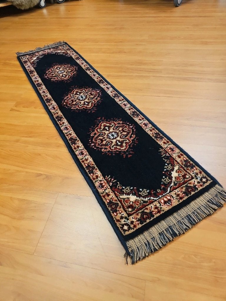 Oosters tapijt loper 142/37 cm, Minder dan 50 cm, 100 tot 150 cm, Zwart, Djt@dejuistetoon.eu