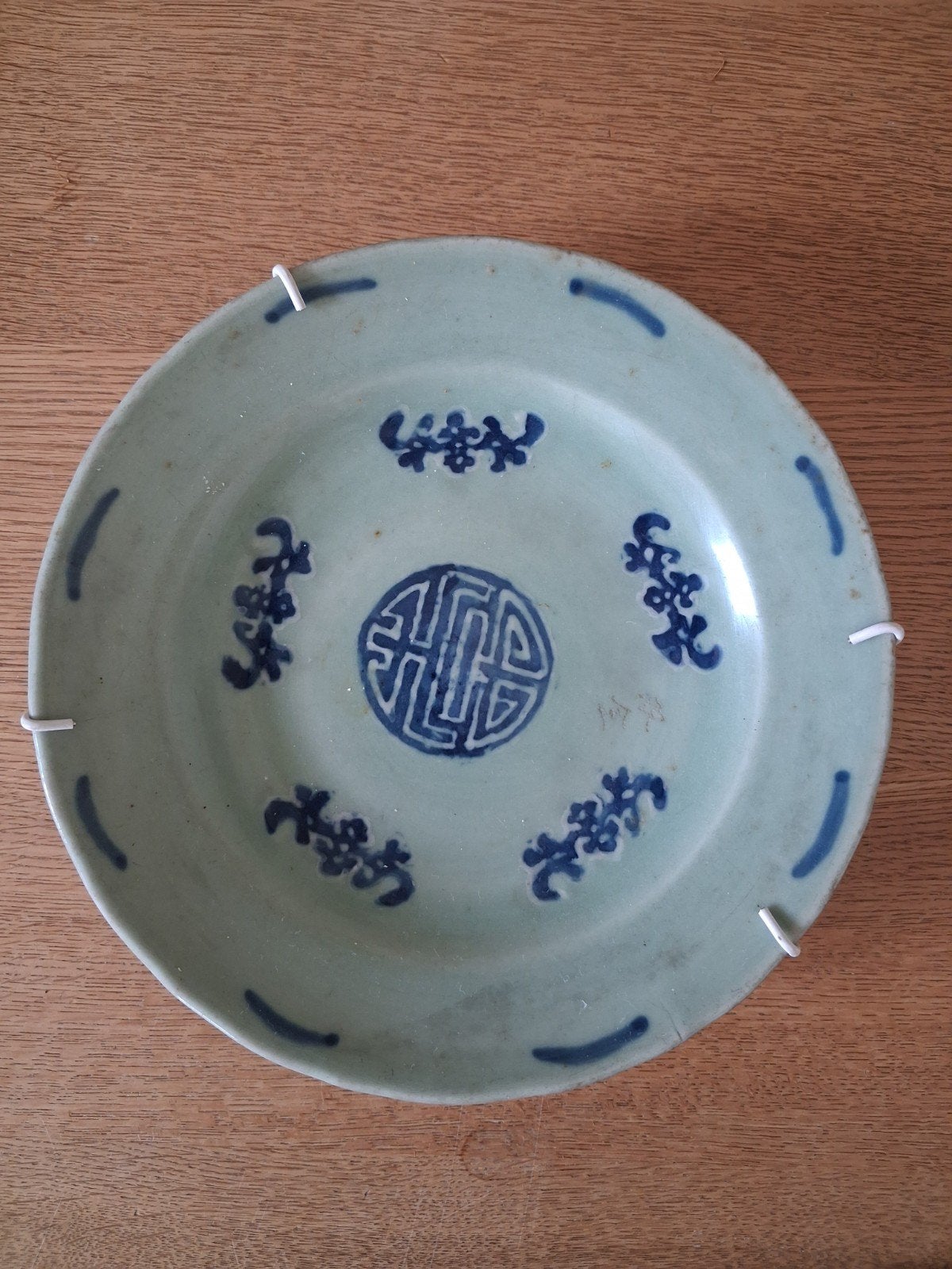 Antiek Chinees bord, celadon glazuur, 23cm diameter, Ophalen of Verzenden