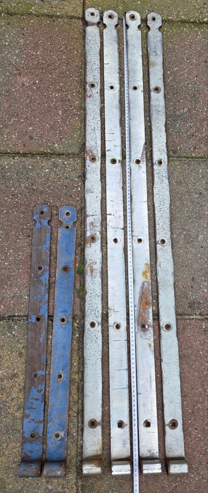 6 scharnieren waarvan 4 st. 118 cm hengen deurbeslag deurhen, Ophalen, Gebruikt, Rvs, Scharnier
