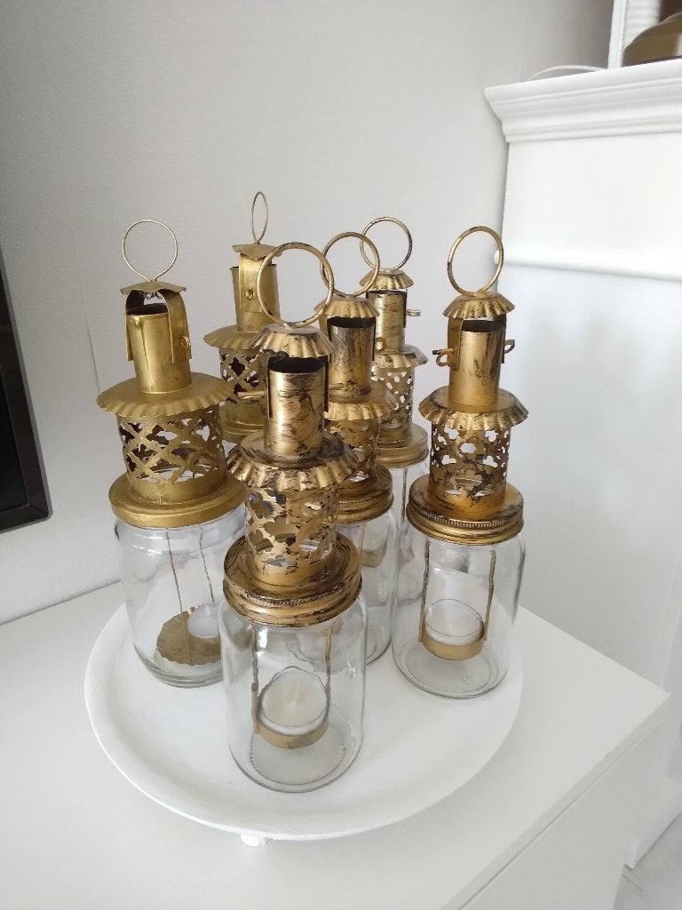 Marokkaanse jampot lantaarns goud:, Ophalen of Verzenden, 30 cm, Goud, Glas