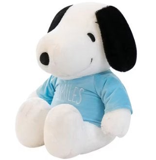 Snoopy grote pluche knuffel met lichtblauw shirt (35cm)