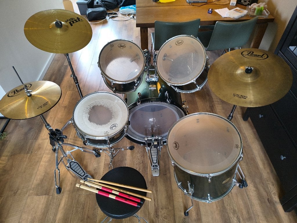 Pearl Forum Series drumstel - compleet incl. accessoires, Ophalen, Gebruikt, Pearl