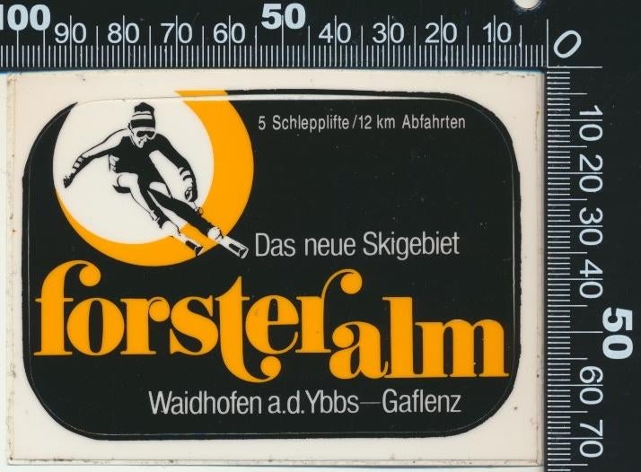 Sticker: Foster Alm - Das neue skigebiet, Verzamelen, Ophalen of Verzenden, Zo goed als nieuw, Bedrijf of Vereniging