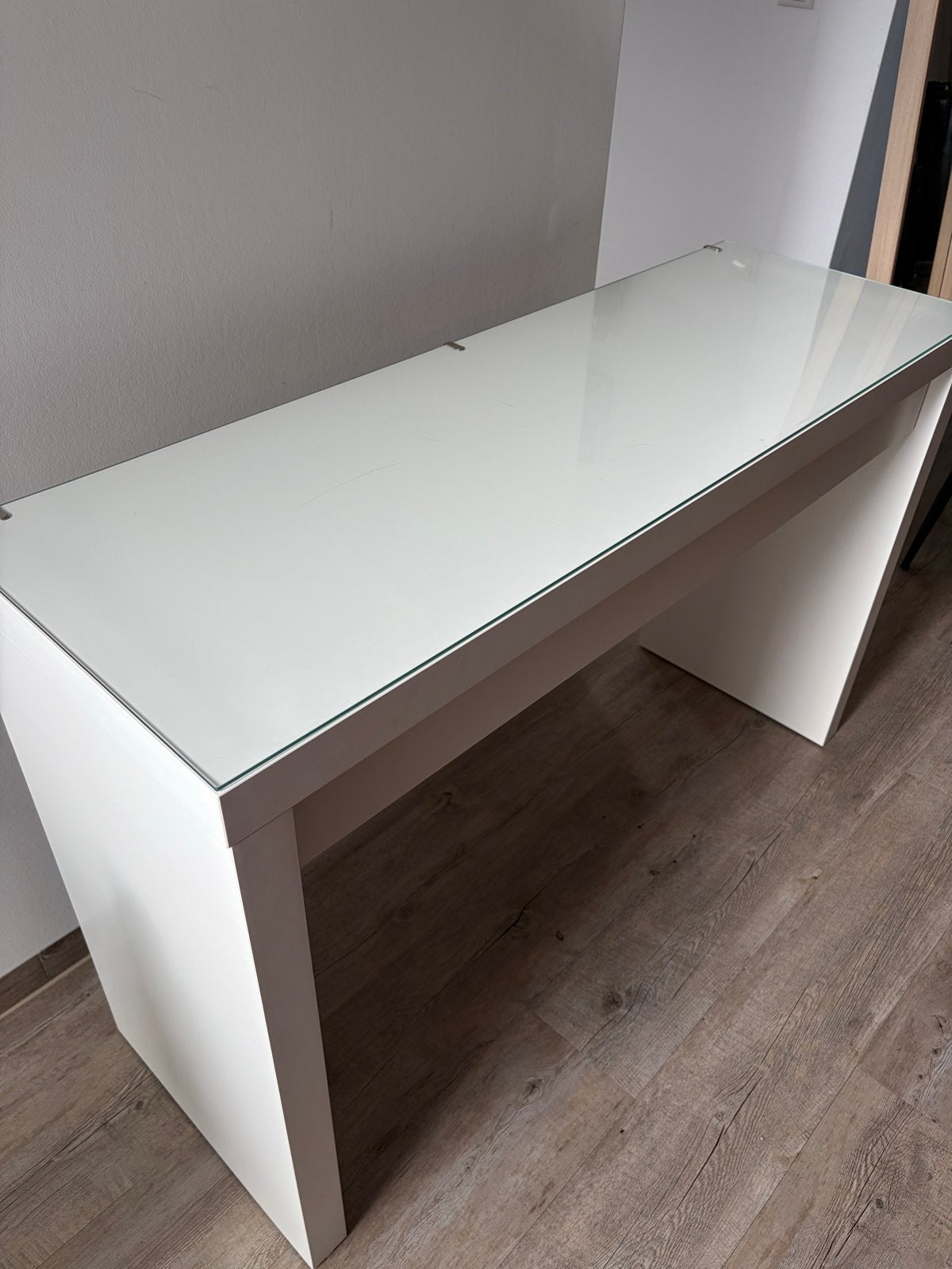 Ikea Kaptafel met Glazen Blad - Wit (L120xB41xH78 cm), Ophalen, Gebruikt, 100 tot 150 cm, Minder dan 100 cm