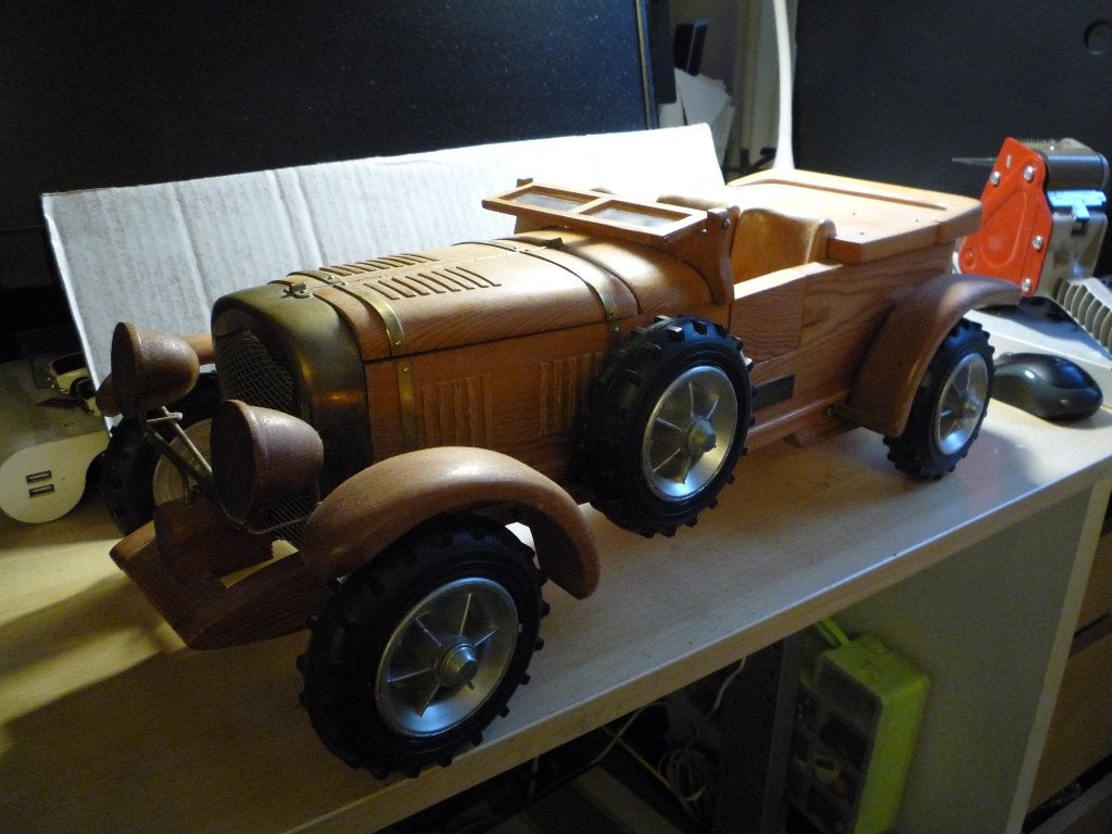 Fraaie Bentley Blower 4 1/2 liter 1929 houten replica  1:8, Ophalen of Verzenden, Zo goed als nieuw, 1:5 t/m 1:8, Auto