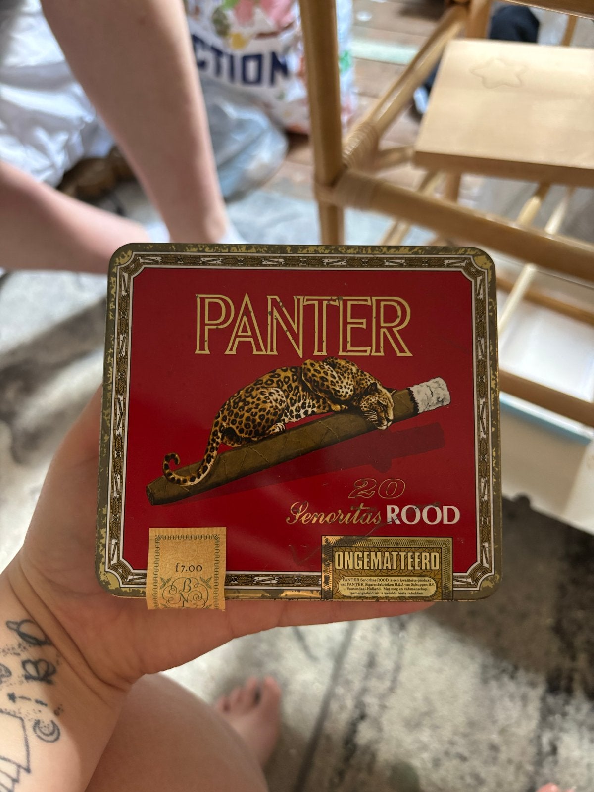 Vintage Panter Senoritas Rood sigarenblik, Ophalen, Gebruikt, Overige, Overige merken