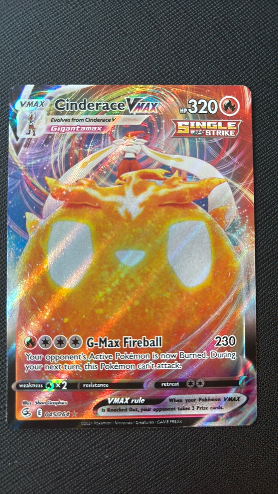 Cinderace VMax Fusion Strike FST 045/264, Ophalen of Verzenden, Zo goed als nieuw, Losse kaart, Foil