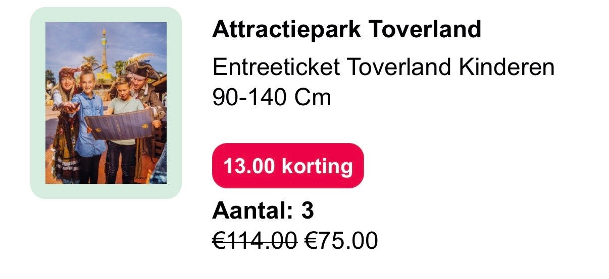 Toverland tickets met korting (t/m 30 november 2026), Drie personen of meer, Kortingsbon