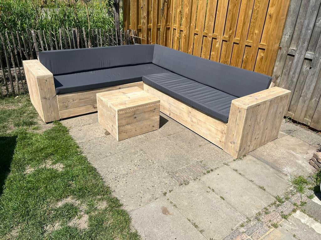 Steigerhout hoekbank tuinbank loungeset tuinset loungebank, Tuin en Terras, Ophalen of Verzenden, Nieuw, Steigerhout, Hocker