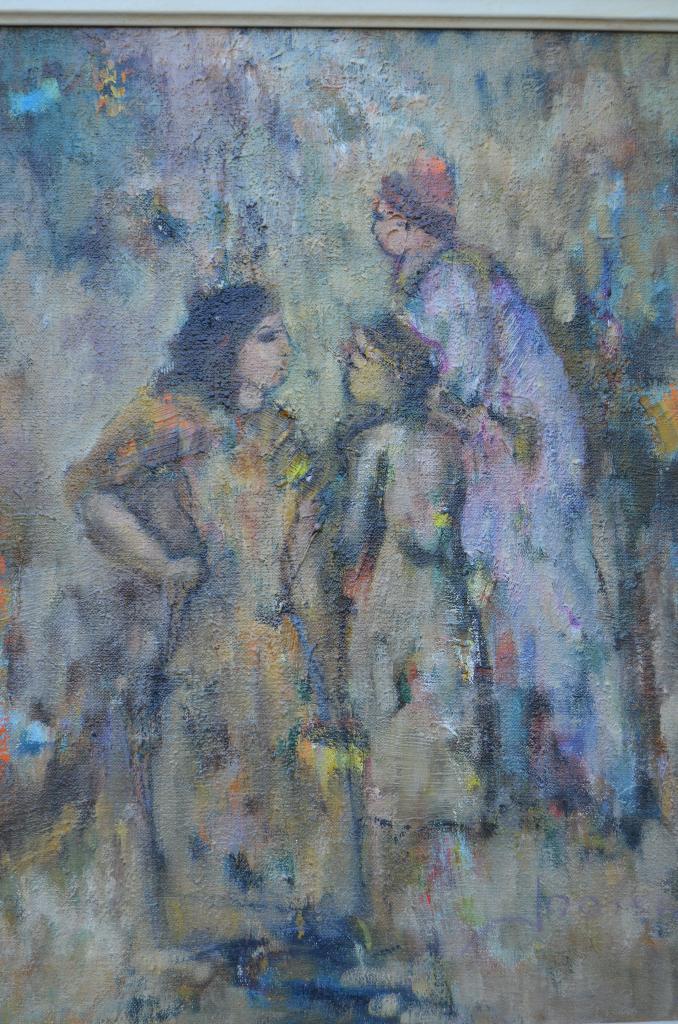 Fraai schilderij Frans J. Joosen Tilburg 'Drie figuren', Antiek en Kunst, Kunst | Schilderijen | Klassiek, Ophalen of Verzenden