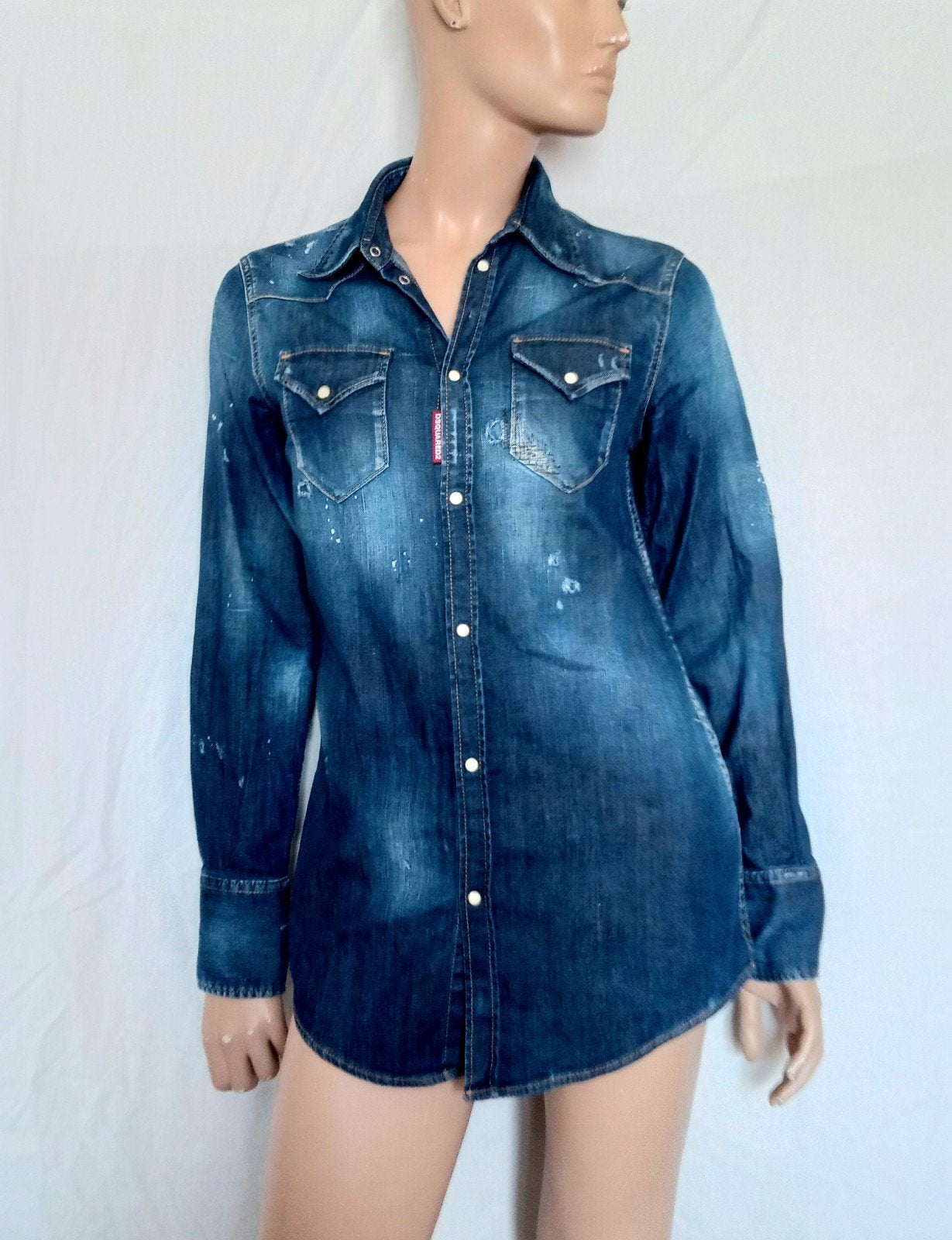 DSQUARED2 Spijkerblouse , Maat 38 - 40 ( ITAL 44 ), Ophalen of Verzenden, Zo goed als nieuw, Maat 38/40 (M), Blauw