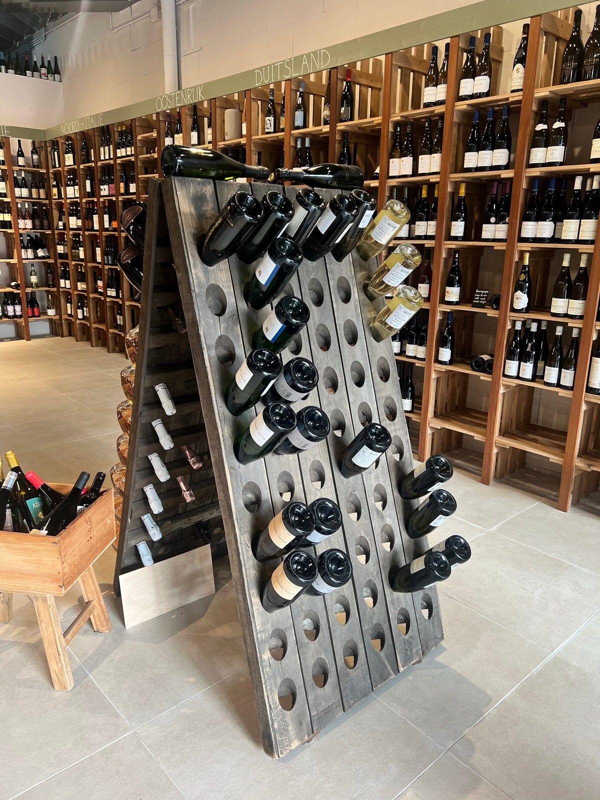 Originele houten Wijnrek / puprite / Champagnerek, Ophalen, Zo goed als nieuw, 25 flessen of meer, 75 – 100