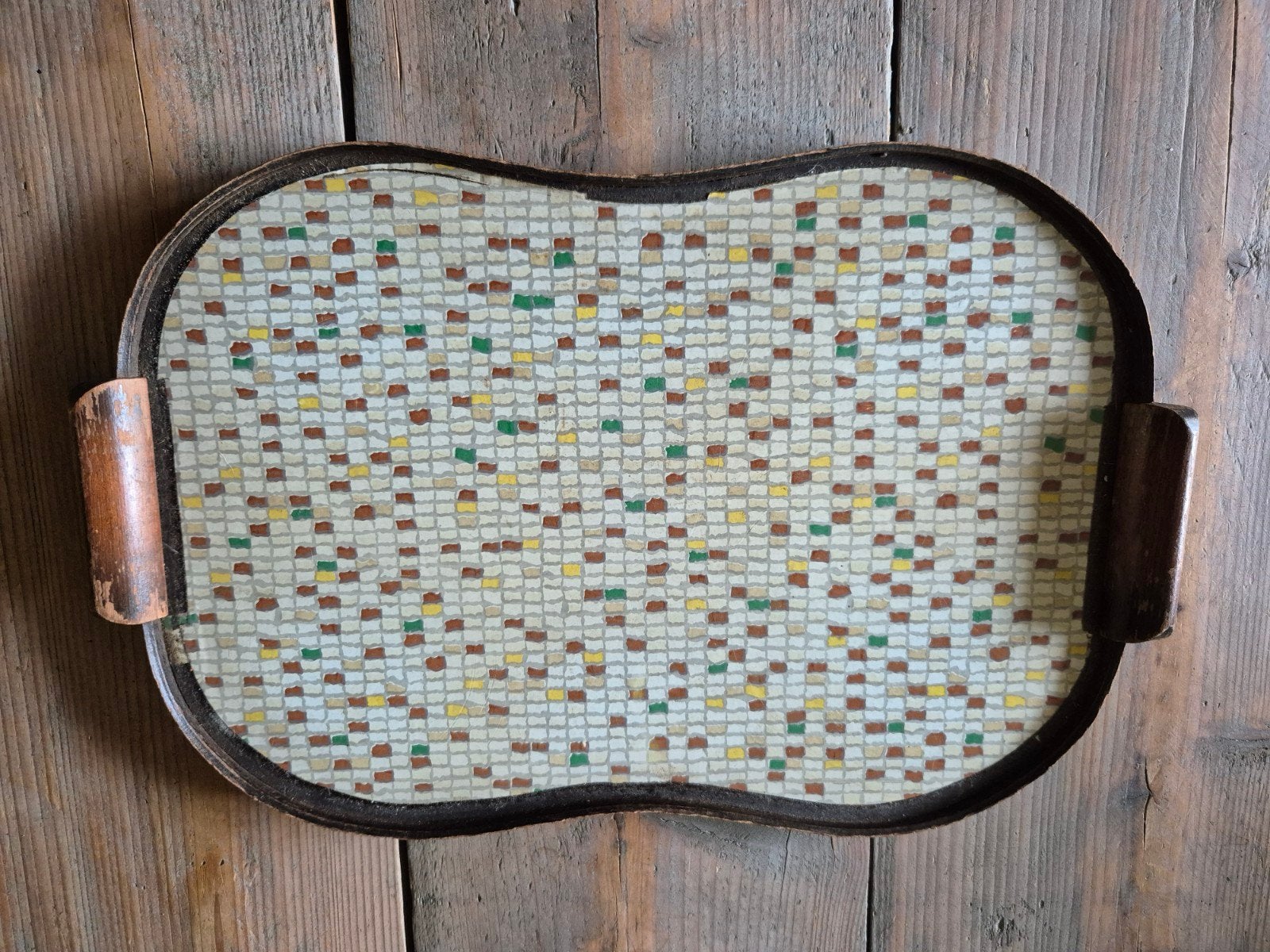 mooi dienblad met blokjes afbeelding jaren 60/70, Verzamelen, Retro, Ophalen of Verzenden, Huis en Inrichting