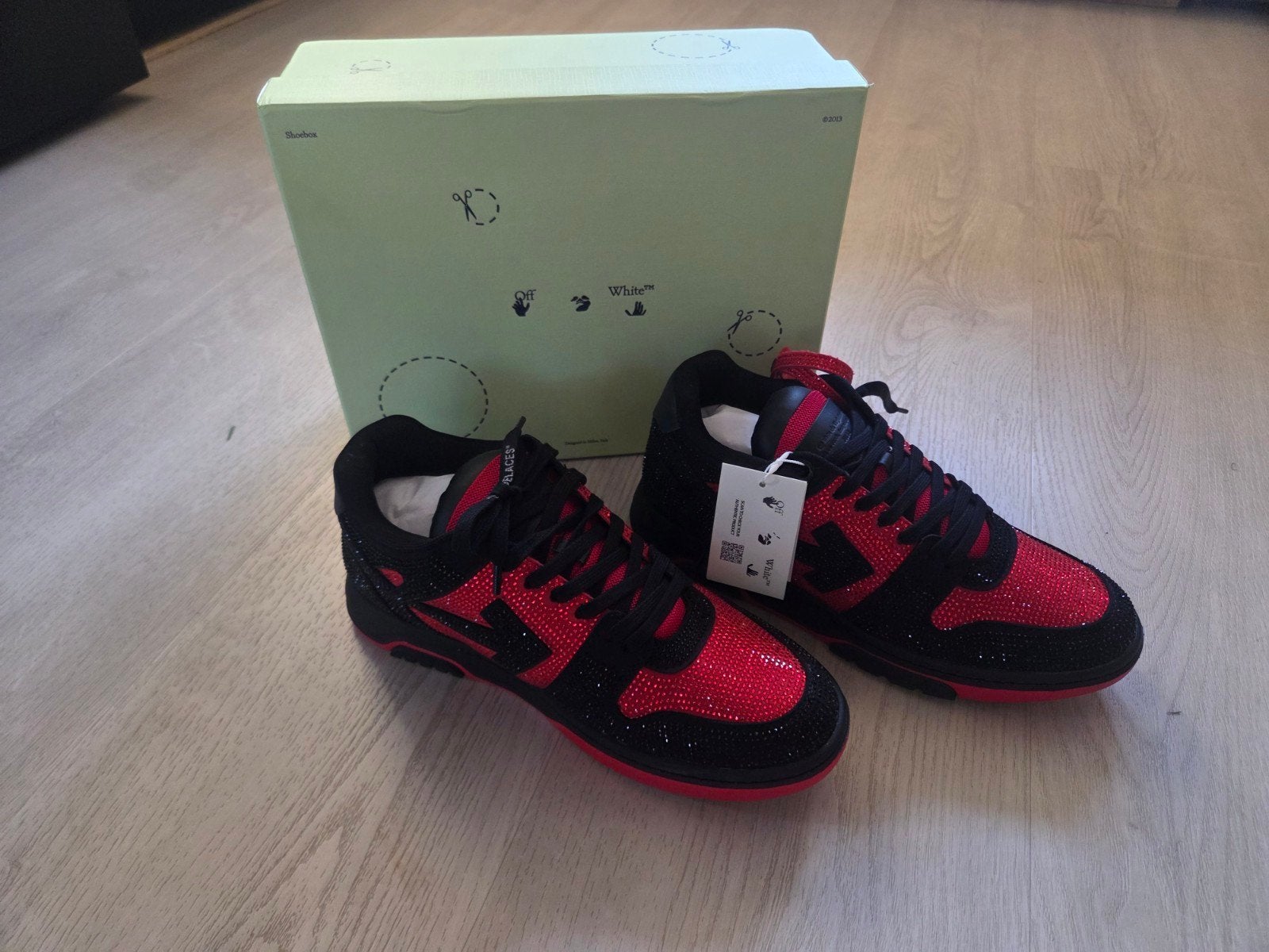 Off-White Out of Office Sneakers Zwart/Rood Maat 46, Kleding | Dames, Zwart, Nieuw, Ophalen of Verzenden, Sneakers of Gympen