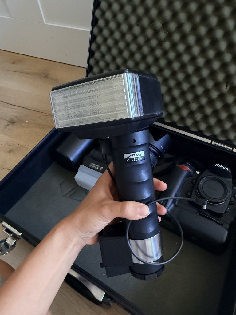 Metz Mecablitz 45 CT-1 - krachtige vintage reportageflitser, Audio, Tv en Foto, Ophalen, Gebruikt, Overige merken, Kantelbaar