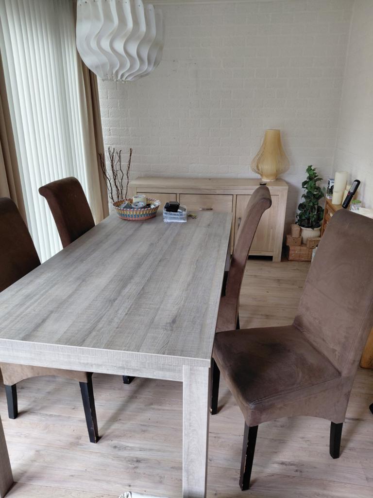 Eettafel met stoelen., Huis en Inrichting, Tafels | Eettafels, Ophalen, Rechthoekig, 100 tot 150 cm, 50 tot 100 cm