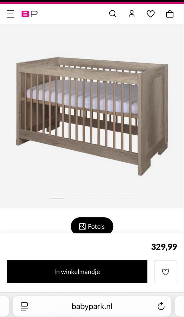 Kidsmill Brent Babybed Oldwood 60x120 cm - Zo goed als nieuw, Kinderen en Baby's, Babywiegjes en Ledikanten, Ophalen, Zo goed als nieuw