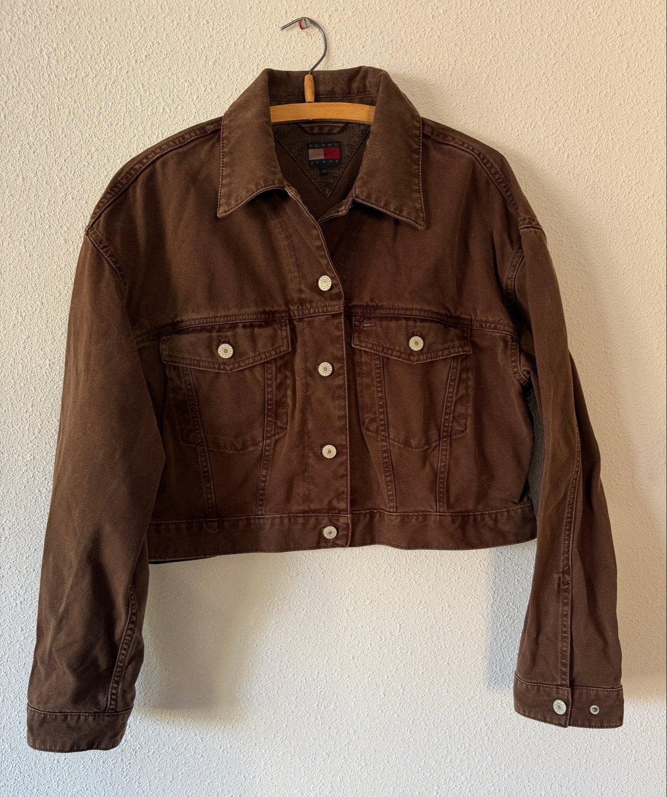 Tommy Jeans cropped spijkerjack bruin maat M, Ophalen of Verzenden, Zo goed als nieuw, Maat 38/40 (M), Bruin
