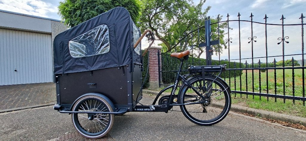 Elektrische bakfiets Qivelo City met huif en luifel, 4 kinderen of meer, Gebruikt, Elektrisch, Trommelrem