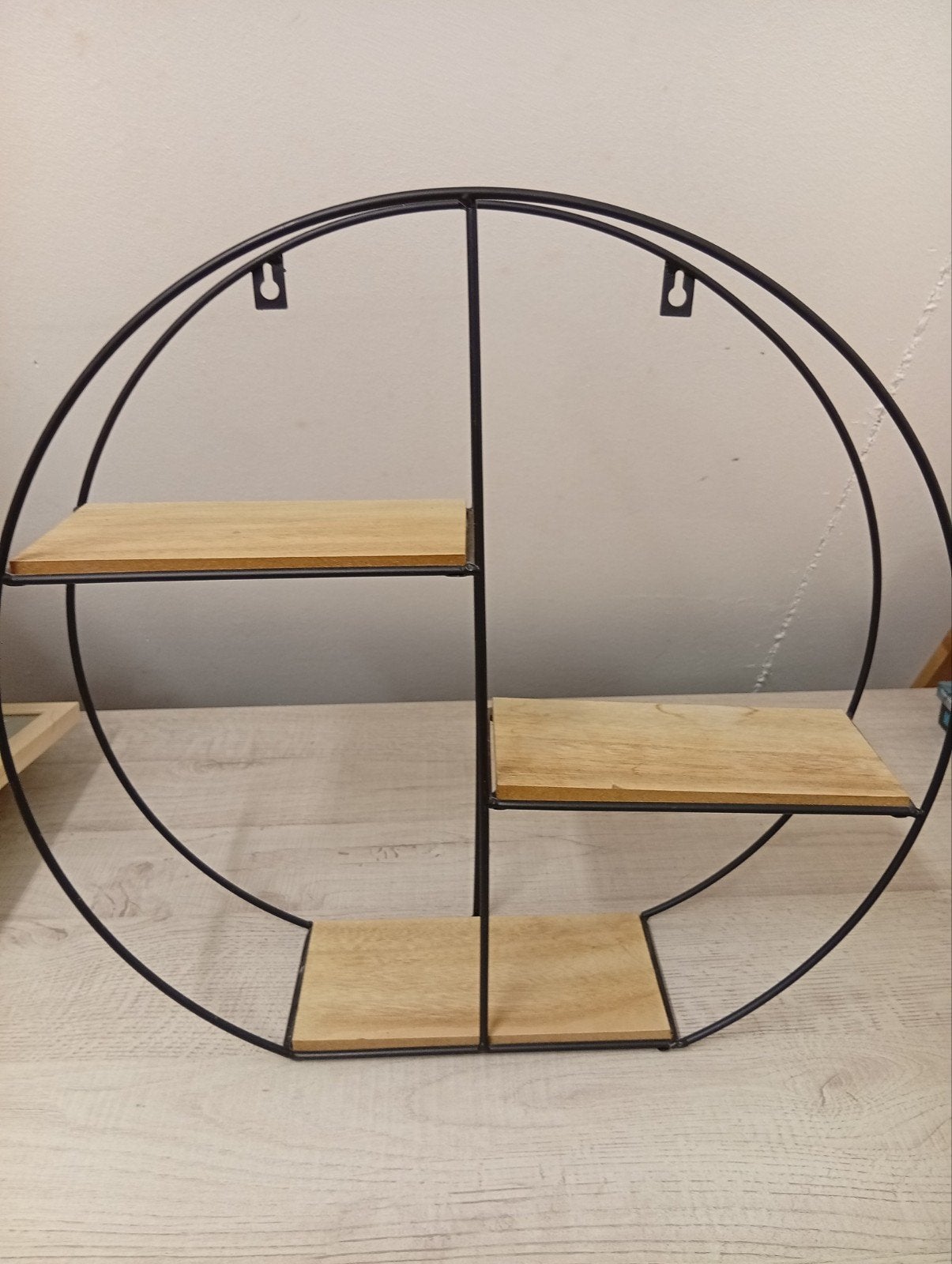 Rond wandrek met houten planken, Huis en Inrichting, Woonaccessoires | Wandplanken en Boekenplanken, Ophalen of Verzenden, Gebruikt
