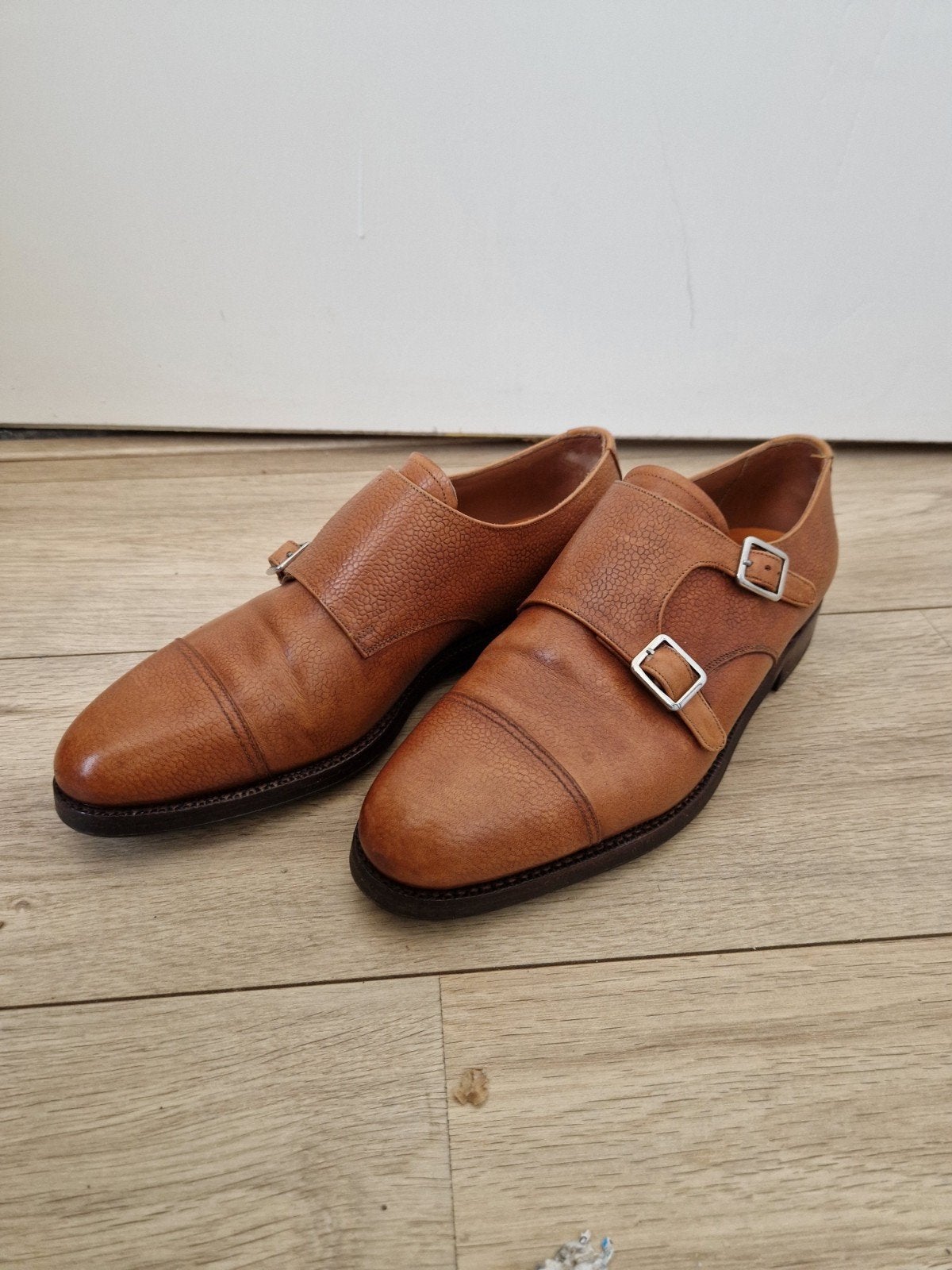 Meermin double monk - leder met grain + goodyear zool, Ophalen of Verzenden, Zo goed als nieuw